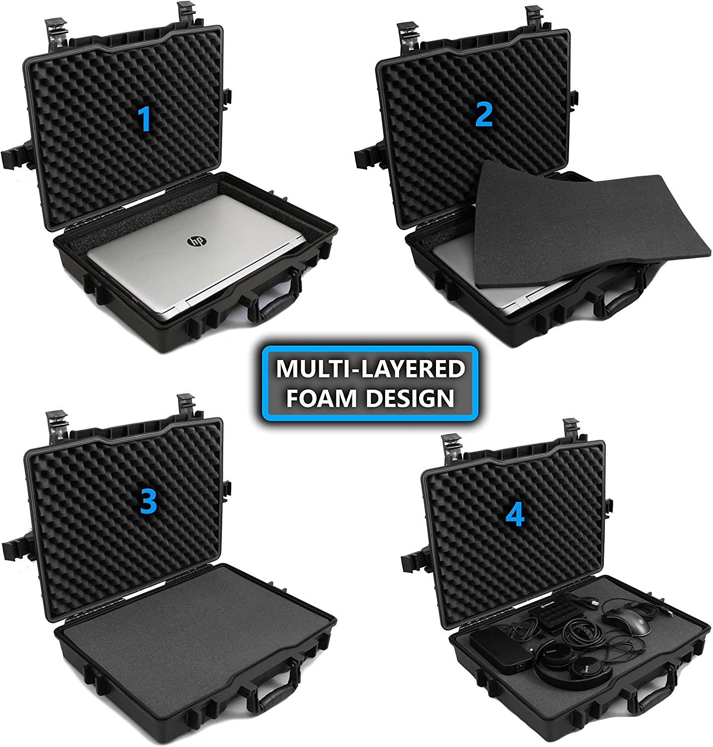 CASEMATIX 17 Elite Custom Waterproof Laptop Case fits Acer Predator Helios 300 Helios 500 Nitro 5 and More Gaming Laptops 15.6 17.3 Lightweight Affordable Hard Cases For Microphones Guns PS5s More