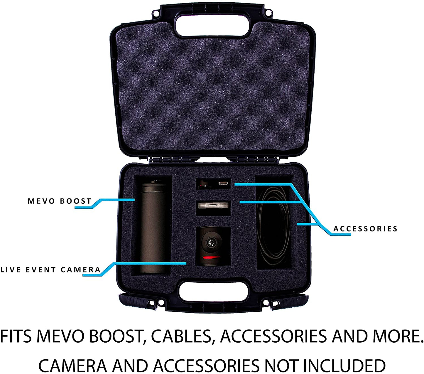 Hard Shell Case for Mevo Plus Compatible with Mevo Live Event Camera, Boost, Cables, Tripod & Accessories – Custom Padded Case Only