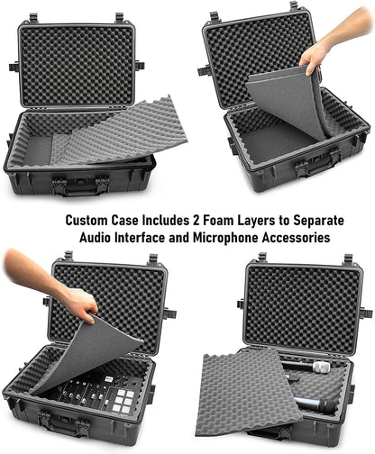 Waterproof Audio Mixer Case Compatible with Behringer Xenyx X1222USB X1622USB X1204USB Channel Interface Fits 17.0" x 12.1" x 5.0" Mixing Board and Accessories