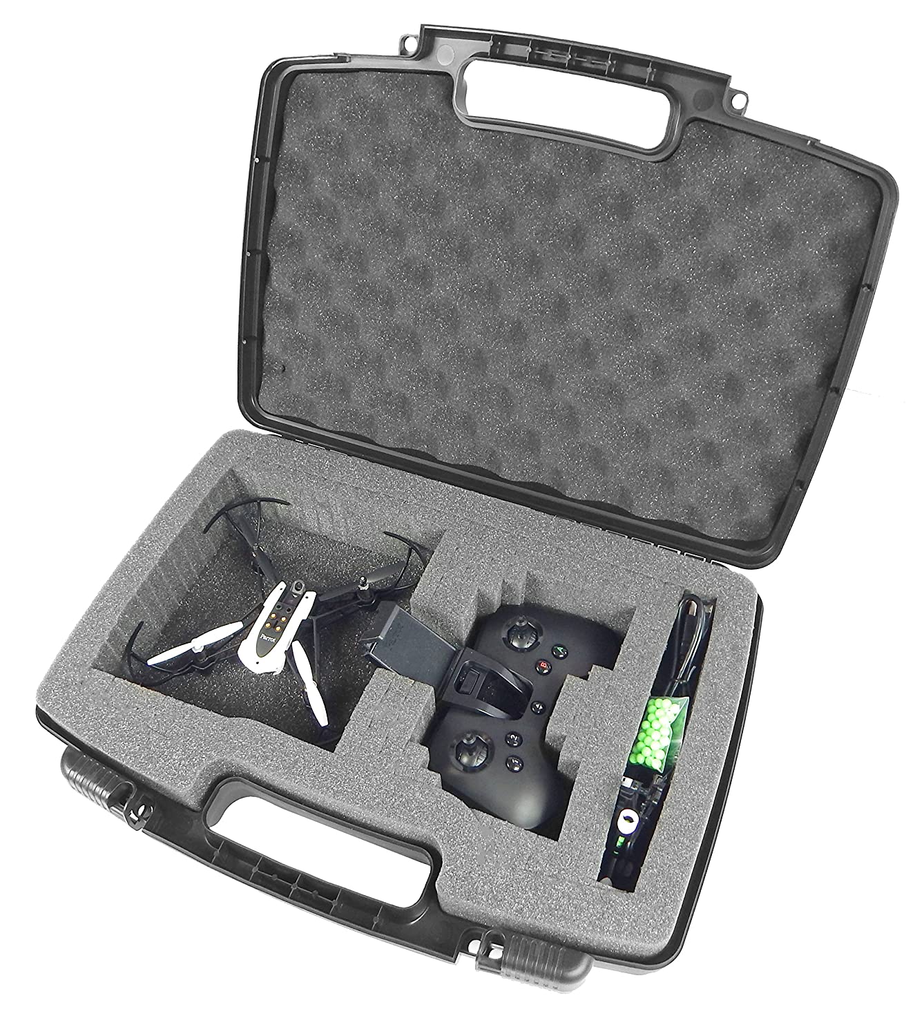 Hard Shell Minidrone Case Compatible with Parrot Mambo Drone -  Tri-Layer Customizable Foam & Flypad Controller Storage - Case Only