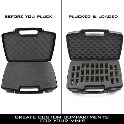 Hard Shell Miniature Storage Travel Case - 30 Figurine Miniature Organizer with Foam for Dungeons & Dragons, Warhammer 40K Minis and More!