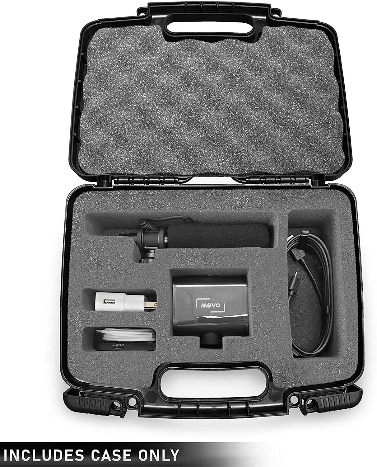Hard Shell Carrying Case Compatible with Mevo Start Live Streaming Camera - 5-Compartment Custom Foam Protection with Padlock Security - Made in USA