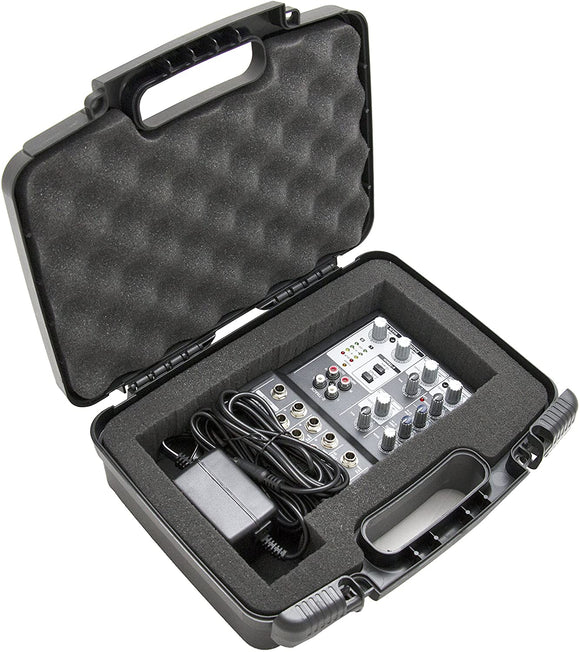 CASEMATIX DJ Mixer Case Compatible with Behringer Xenyx 502, Xenyx Q502USB, Xenyx 302USB 5-Channel Interfaces and Accessories with Customizable Foam