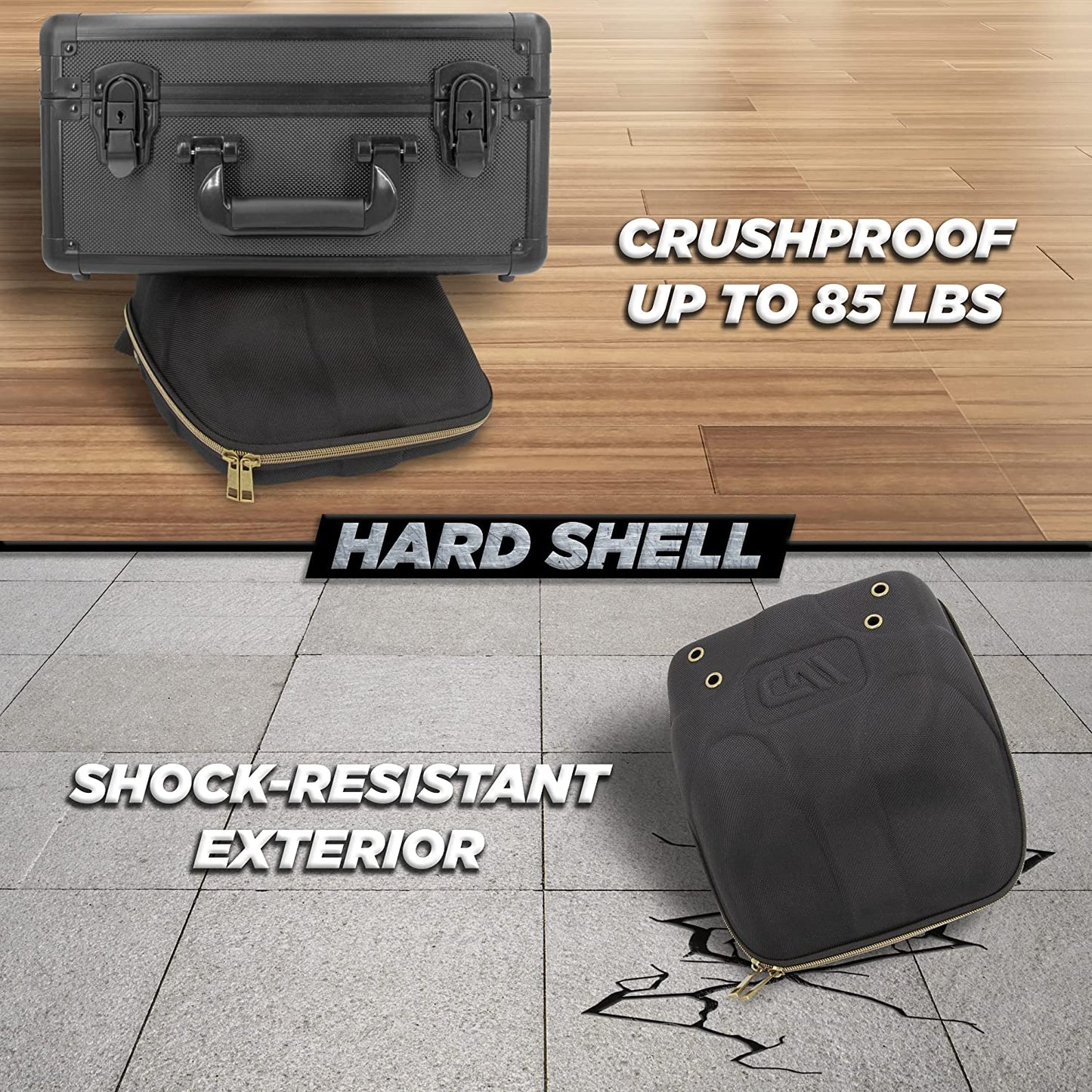 CASEMATIX Hat Travel Case for up to 4 Baseball Caps with a Hard Shell, Travel Carabiner and Handle - Portable Hat Case Carrier for Hats Storage