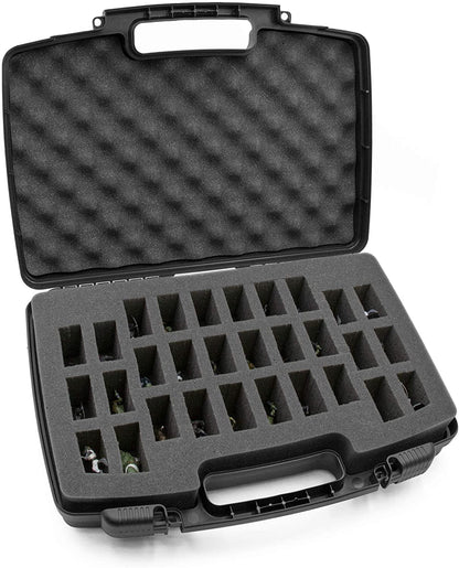 Hard Shell Miniature Storage Travel Case - 30 Figurine Miniature Organizer with Foam for Dungeons & Dragons, Warhammer 40K Minis and More!