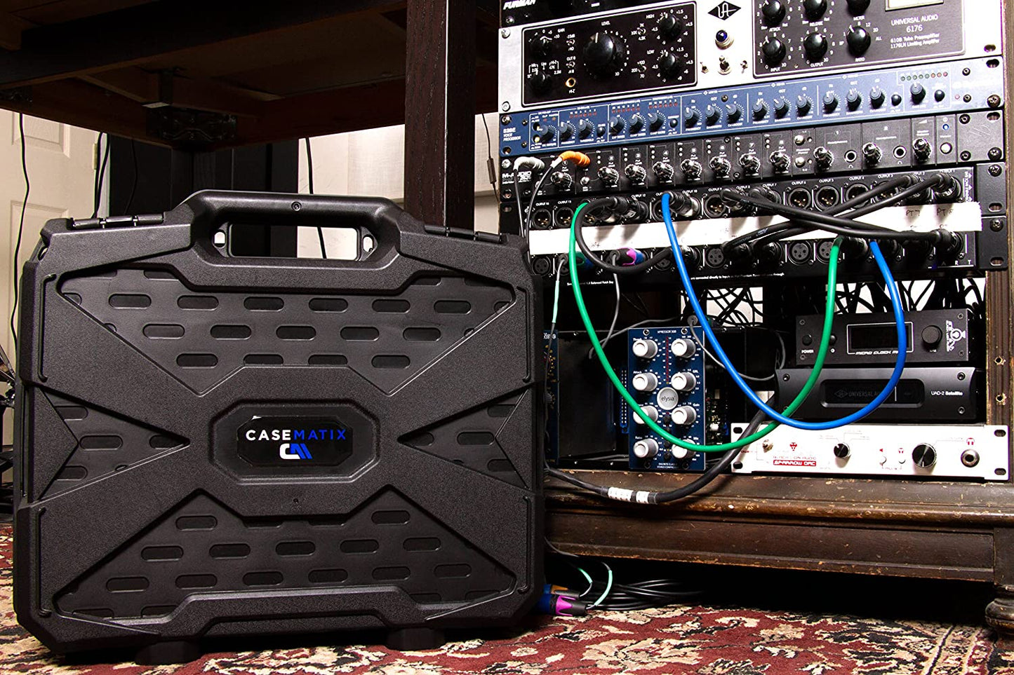 17" Mobile Podcast Station Case Compatible with Microphones, Recorders & Laptops and More - Dual Customizable Foams Protect Audio Recording Devices