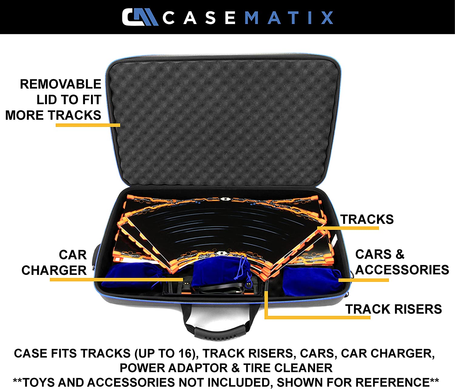 CASEMATIX Garage Box Case Compatible with Anki Overdrive Starter Kit Tracks and Expansion Tracks Supercars Charging System