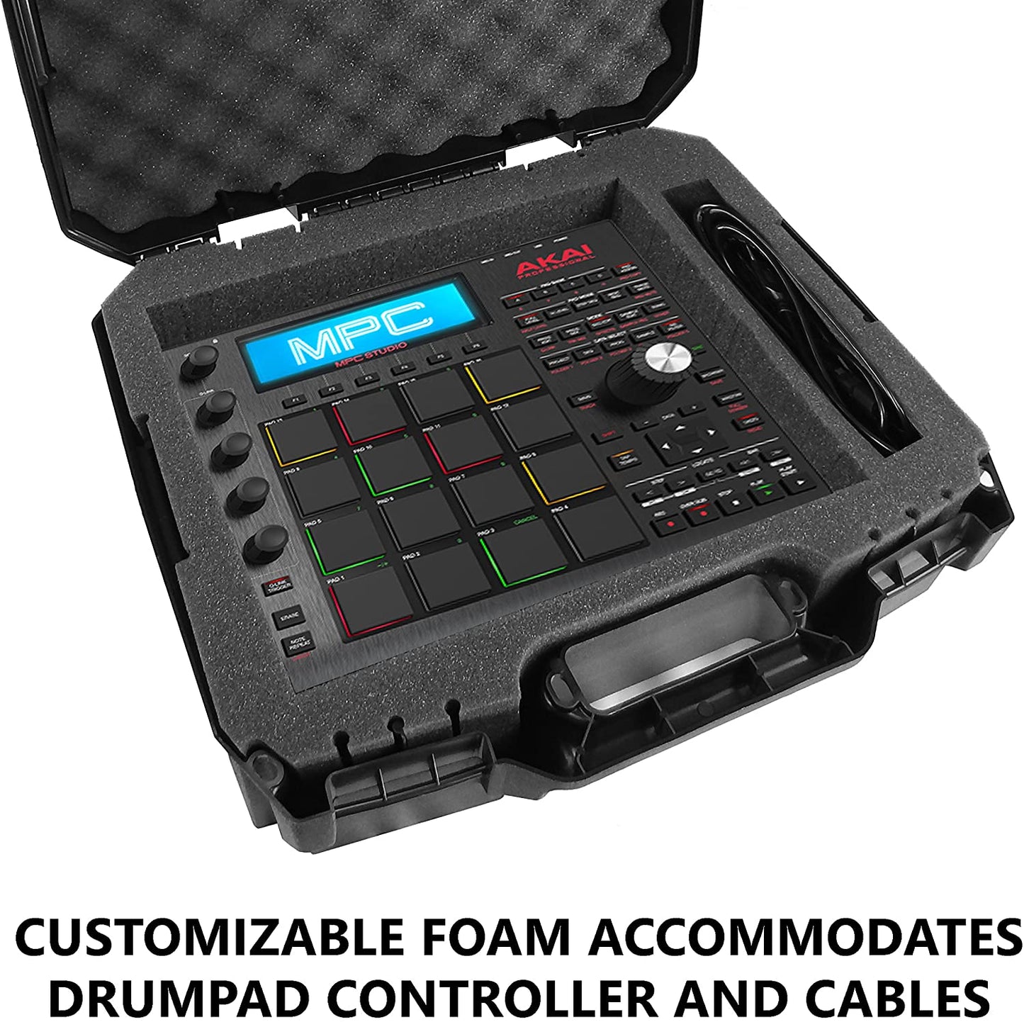 DJ Drumpad Storage Case Compatible with Akai FIRE/MPK Mini/MPC ONE Controllers - Hard Shell Protection with Customizable Diced Foam - Made in USA