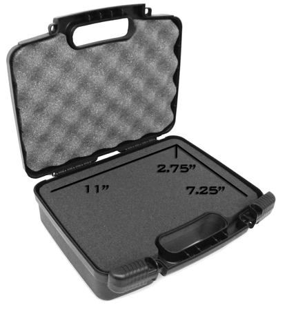 12" Hard Travel Case with Padlock Rings and Customizable Foam - Fits Accessories up to 11" x 7.25" x 2.75"