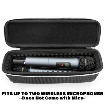 Wireless Microphone Case Compatible with 11" Wireless Mic System Handheld Microphones Fits Up To Two Mics - Black Case Only