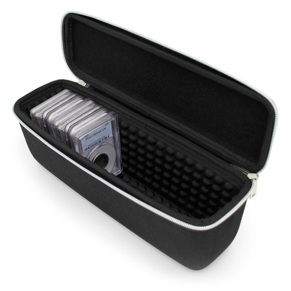 CASEMATIX Hard Shell Graded Coin Storage Box with Padded Interior Compatible with 25 NGC PCGS Graded Coin Slabs for Collectors, Fits All Graded Coins
