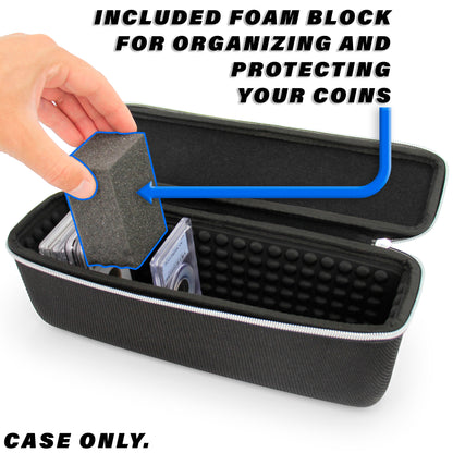 CASEMATIX Hard Shell Graded Coin Storage Box with Padded Interior Compatible with 25 NGC PCGS Graded Coin Slabs for Collectors, Fits All Graded Coins