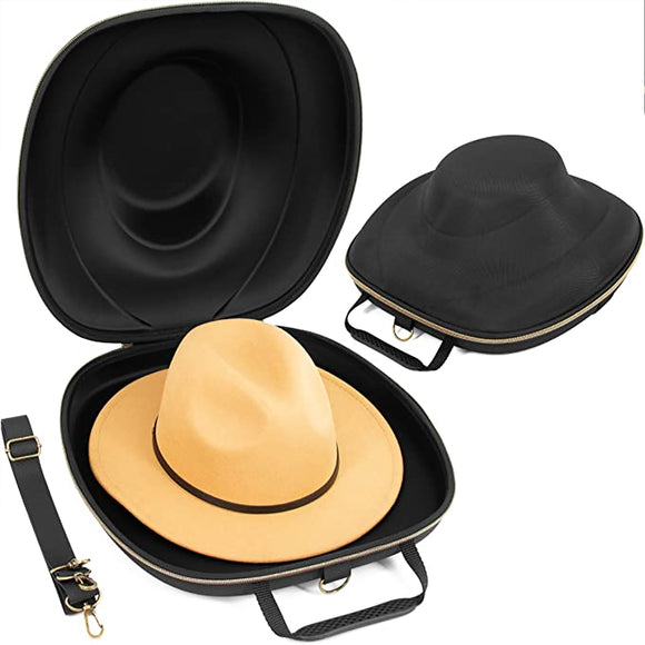 CASEMATIX Hat Case for Fedora, Panama, Bowler Hats and More - Hat Travel Case with Shoulder Strap and Protective Insert for Hats With Brims Up To 3
