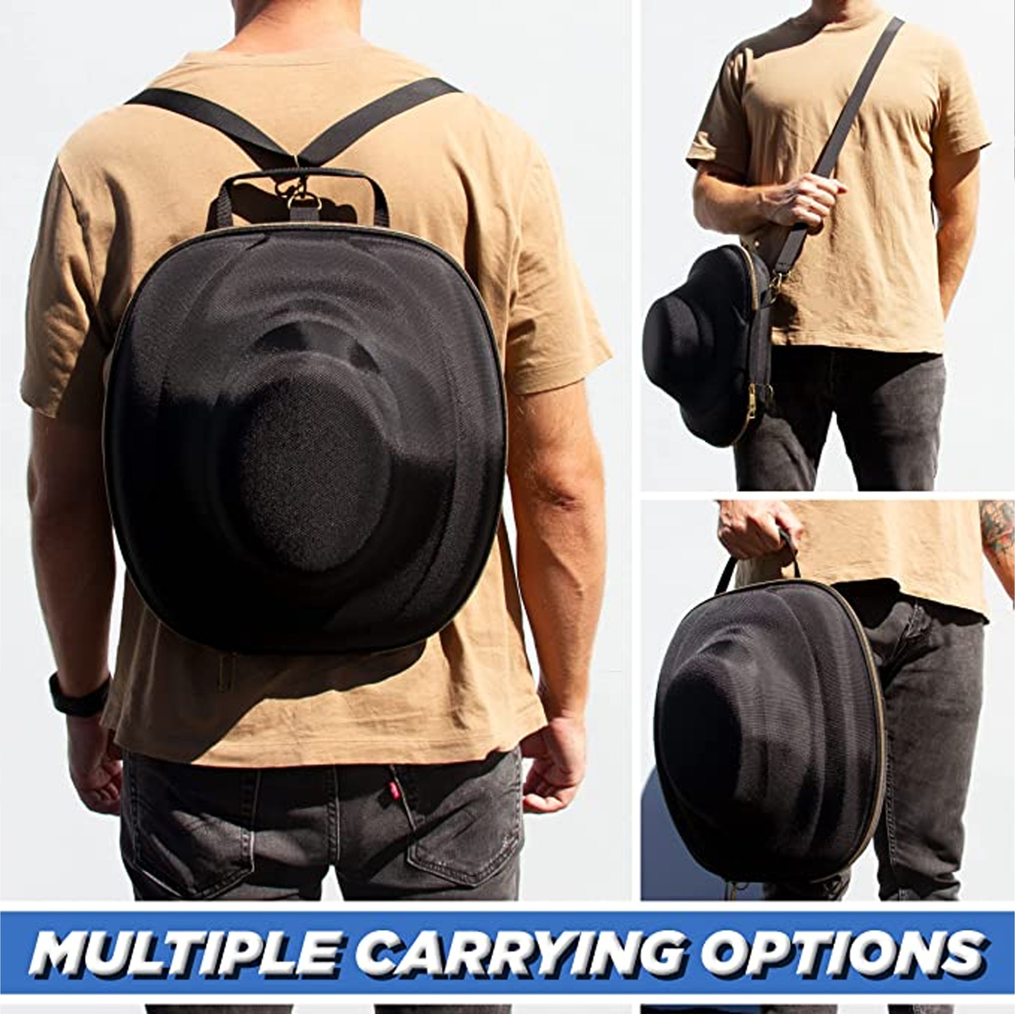 CASEMATIX Cowboy Hat Box Cowboy Hat Storage for Brims Up To 4.75 - Hard  Shell Hat Case with Adjustable Carry Strap and ID Slot - 4 Color Options