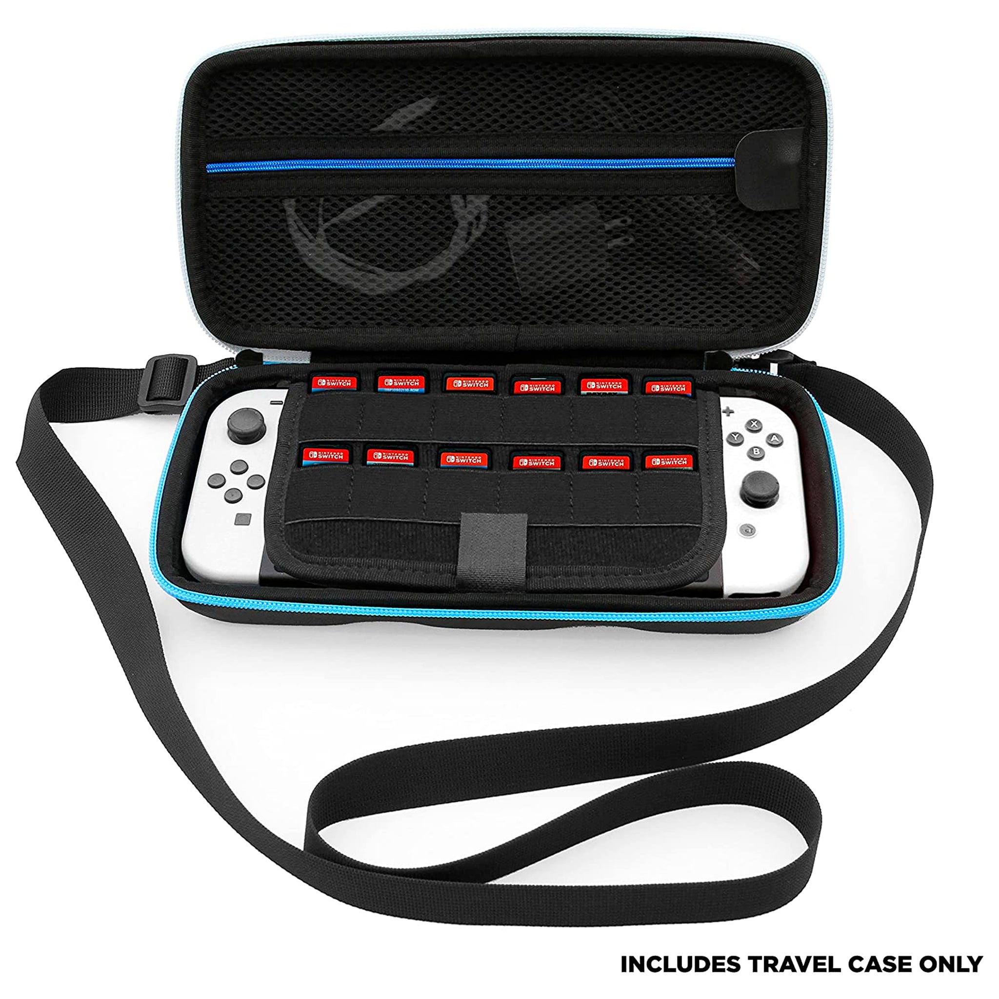 CASEMATIX Travel Case Compatible with Nintendo Switch OLED Model with 12  Game Slots, Non-Scratch Divider for Screen Protection, Accessory Storage