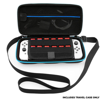 Travel Case Compatible with Nintendo Switch OLED Model with 12 Game Slots, Non-Scratch Divider for Screen Protection, Accessory Storage
