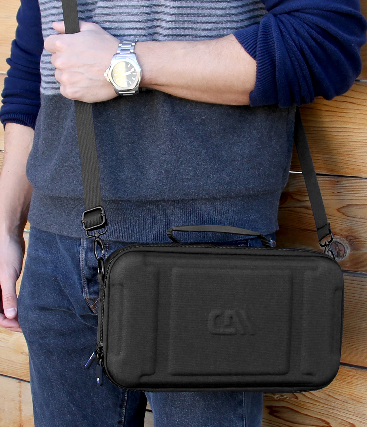 12.75" Hard Shell EVA Travel Case with Shoulder Strap and Padded Divider - Fits Accessories up to 11.5" x 5.5" x 2"