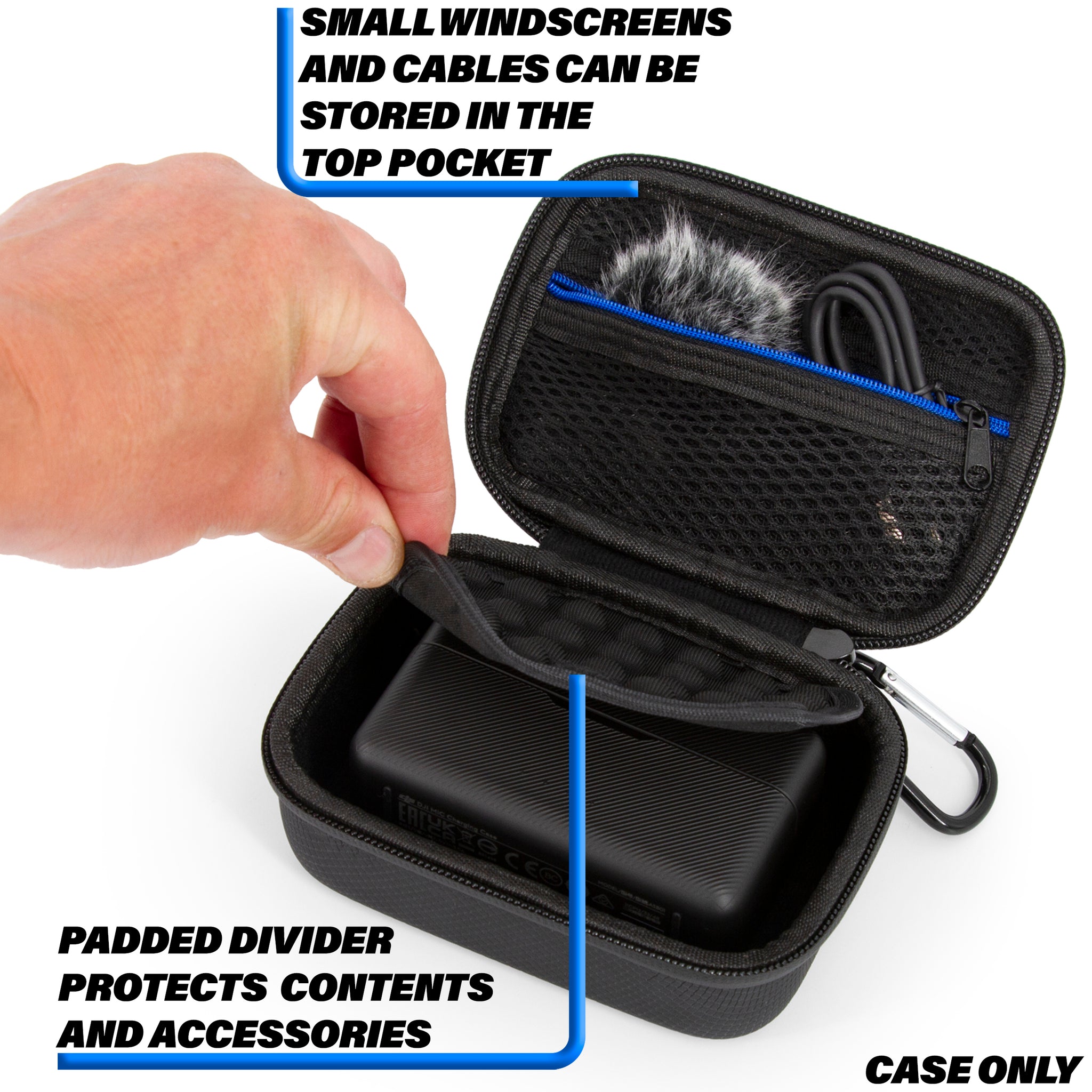 CASEMATIX Lavalier Microphone Case Compatible With DJI Mic 2 Wireless  Microphone Kit, Compact Travel Protection to Carry Lav Mic in Charging Case