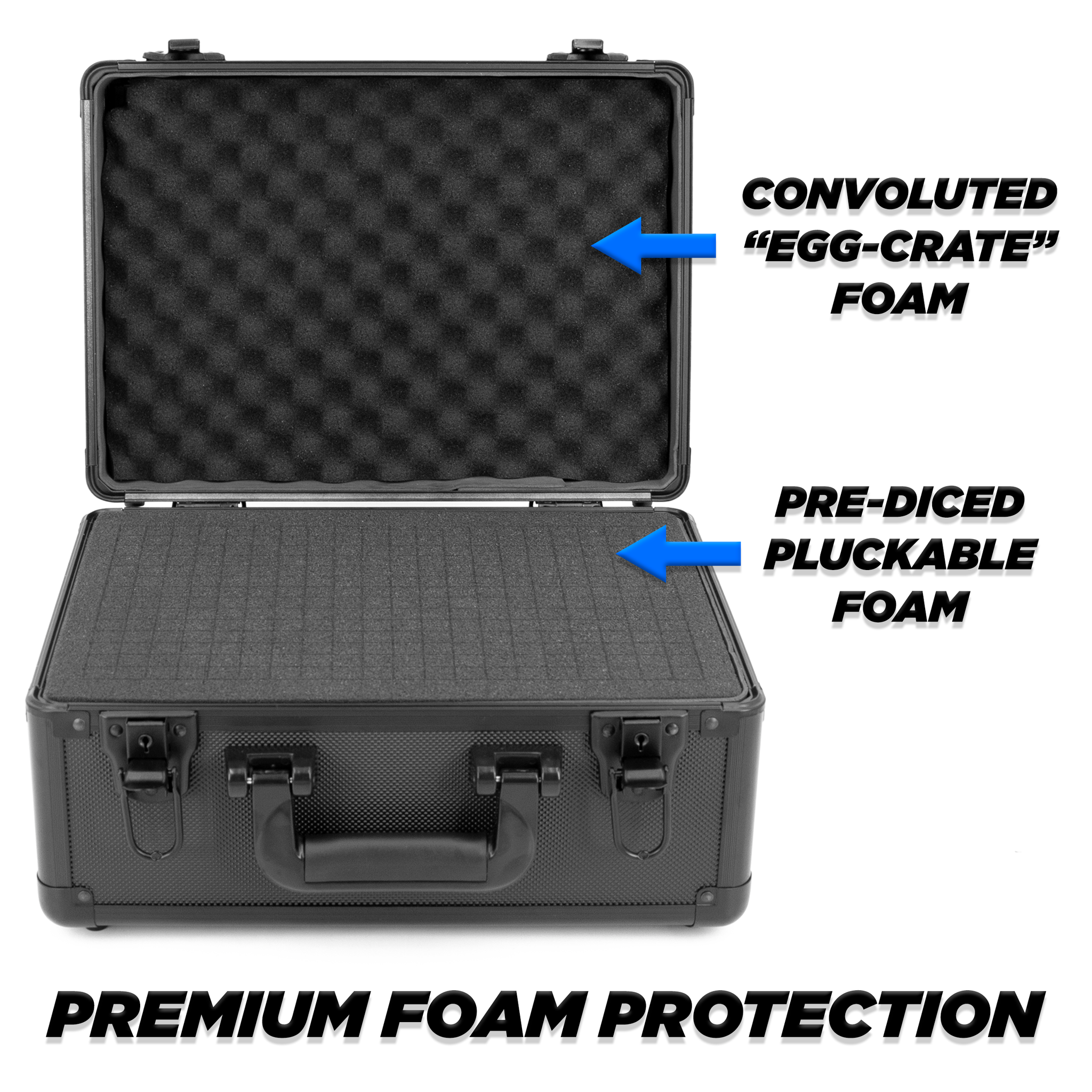 CASEMATIX 14 Locking Storage Box with Customizable Foam - Aluminum Frame  Lock Boxes for Personal Items with Two Keys for Tools, Electronics and More