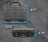 CASEMATIX 12" Waterproof Hard Travel Case with Padlock Rings and Customizable Foam - Fits Accessories up to 9" x 5" x 2.75"