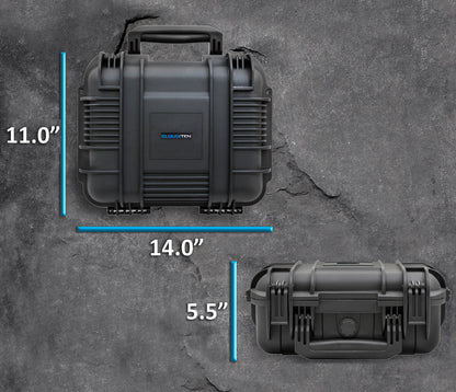 14" Waterproof Hard Travel Case with Padlock Rings and Customizable Foam - Fits Accessories up to 10.5" x 7.5" x 4.25"