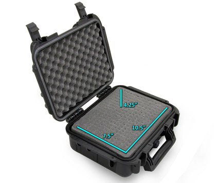 14" Waterproof Hard Travel Case with Padlock Rings and Customizable Foam - Fits Accessories up to 10.5" x 7.5" x 4.25"
