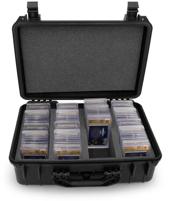 CASEMATIX Graded Card Case Compatible with 120+ BGS PSA FGS Graded Sports Trading Cards, Waterproof Graded Slab Card Storage Box with 4 Card Slots