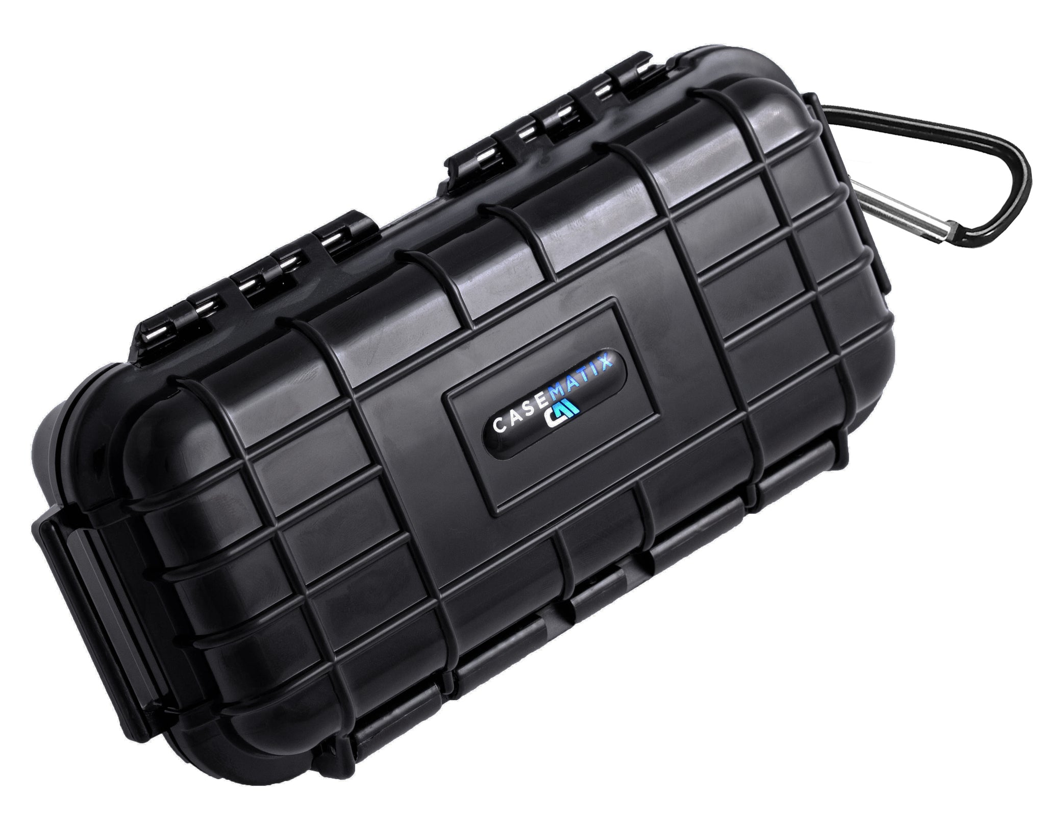 CASEMATIX 7.75 Waterproof Hard Travel Case with Rubber and Customizable Foam Interior Fits Accessories up to 5.5 x 2 x 1.5 Lightweight Affordable Hard Cases For Microphones Guns PS5s