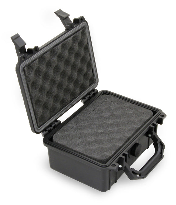 CASEMATIX 8" Waterproof Hard Travel Case with Padlock Rings and Customizable Foam - Fits Accessories up to 6" x 3.5" x 2.75"