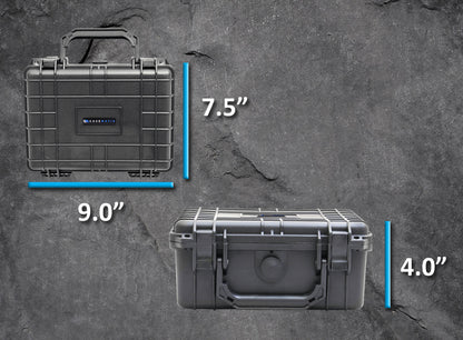 9" Waterproof Hard Travel Case with Padlock Rings and Customizable Foam - Fits Accessories up to 6.5" x 4.25" x 3"