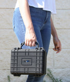 CASEMATIX 9" Waterproof Hard Travel Case with Padlock Rings and Customizable Foam - Fits Accessories up to 6.5" x 4.25" x 3"
