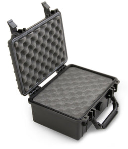 CASEMATIX 9" Waterproof Hard Travel Case with Padlock Rings and Customizable Foam - Fits Accessories up to 6.5" x 4.25" x 3"