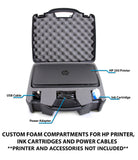 CASEMATIX Portable Printer Carry Case Compatible with HP Officejet 250 Wireless Mobile Printer, Ink Cartridges and Power Cable
