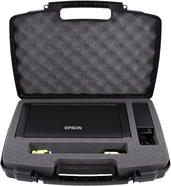 CASEMATIX Travel Case Compatible with Epson WF-100 and WF-110 Wireless Mobile Printer, Ink Cartridges, Power Adapter, Cables