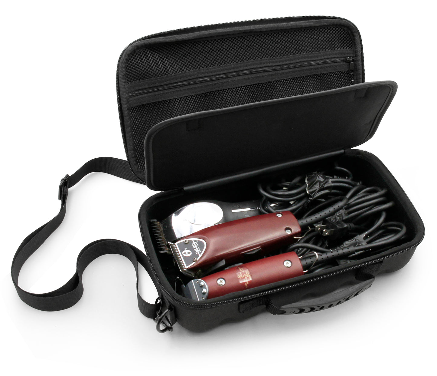 Hair Clipper Case Holds Three Electric Clippers, Hair Buzzers, Trimmers, T-finishers - Case For Barbers, Stylist and Hair Accessories