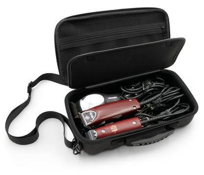 Hair Clipper Case Holds Three Electric Clippers, Hair Buzzers, Trimmers, T-finishers - Case For Barbers, Stylist and Hair Accessories