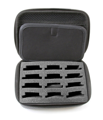 Barber Blade Case fits 12 Metal Clipper Blades - Andis/Oster/Wahl/Babyliss Compatible with Custom Padded Slots & Zippered Compartment