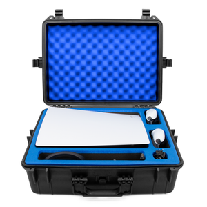 CASEMATIX Hard Shell Travel Case Compatible with PlayStation 5 Console, Controllers, Games and Accessories - Waterproof PS5 Carrying Case with Foam