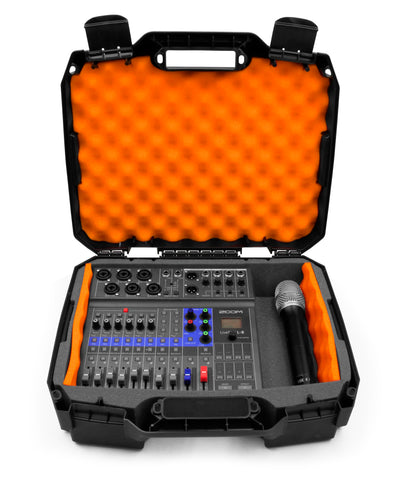 CASEMATIX Studio Mixer Case Compatible with Zoom LiveTrak L-8 L8 Podcast Recorder, Mics, Microphone Cable and Accessories in Custom Foam – Case Only