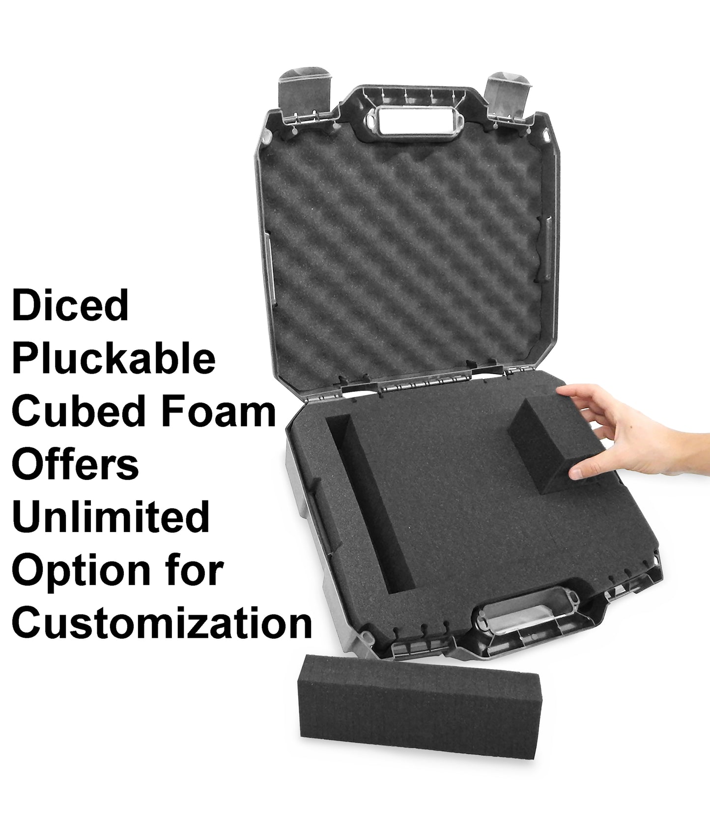 16" Hard Travel Case with Padlock Rings and Customizable Foam - Fits Accessories up to 14" x 10.75" x 4"