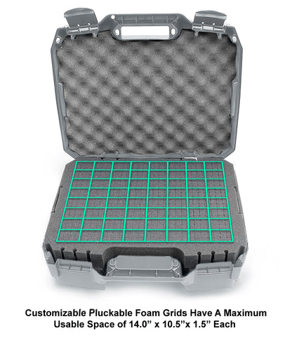 16" Hard Travel Case with Padlock Rings and Customizable Foam - Fits Accessories up to 14" x 10.75" x 4"